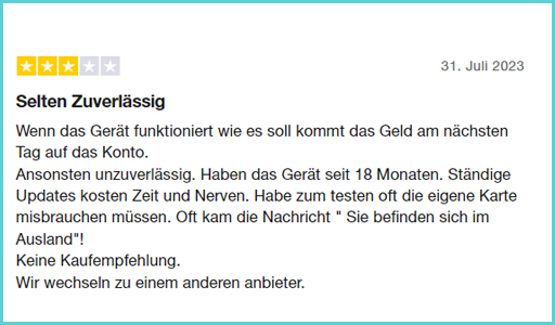 Zettle Bewertung auf Trustpilot